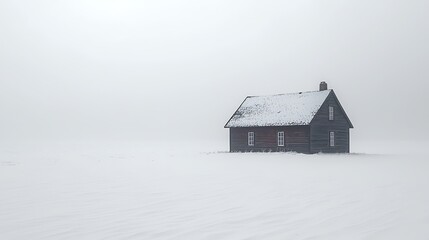 Beautiful rustic cottage in snowy woods high resolution picture