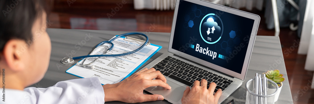 Poster backup storage data internet technology business concept. database storage cloud technology file dat