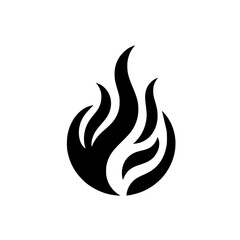 Minimalist Black and White Fire Logo, Energy, Flame, Symbol, Icon