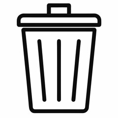 Trash Can Icon Outline – Minimalist Black Line Garbage Bin Symbol

