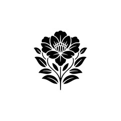 Elegant Floral Design, Black and White Vector, Decorative Element