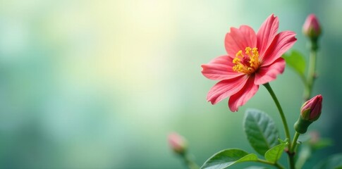 Fototapeta premium Single isolated flowering plant in bright light, nature, flower, flowers