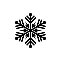 Minimalist Black Snowflake Icon on White Background