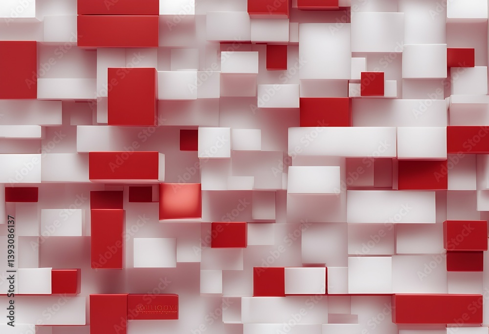 Poster banner corporate background white red technology abstract design modern concept pattern color square