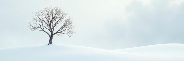 Sprouting branches on a snowy white background, tree, peaceful