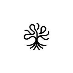 Minimalist Tree Logo - Black Line Art on White Background