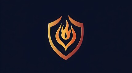 Obraz premium Professional security logo with a shield, flame, and alarm symbolizing protection, fire safety, and rapid response. Ideal for fire alarms, security systems, and emergency services