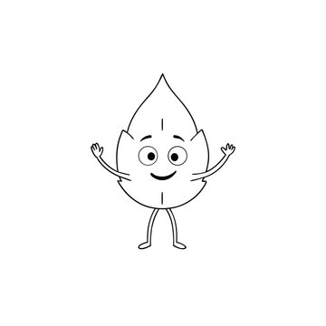 recommend clip art: Cartoon Green Leaf Character – Waving and Smiling, Fun Mascot Illustration line art