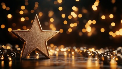 Glamorous Award Ceremony Featuring Gold Star Elements And Stone Decorations With Glittering Lighting Effects