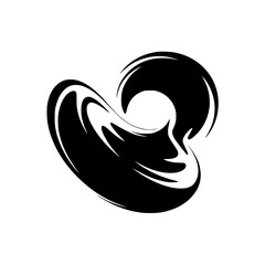 Abstract Black Swirl Design on White Background