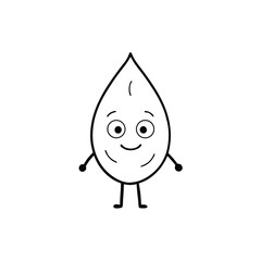 Cartoon Green Leaf Character – Waving and Smiling, Fun Mascot Illustration line art