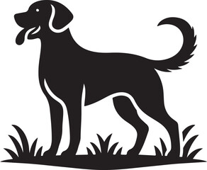 Vector silhouette of a dog, Dog illustration, Dog art, Dog drawing, Pet Animal Silhouette.