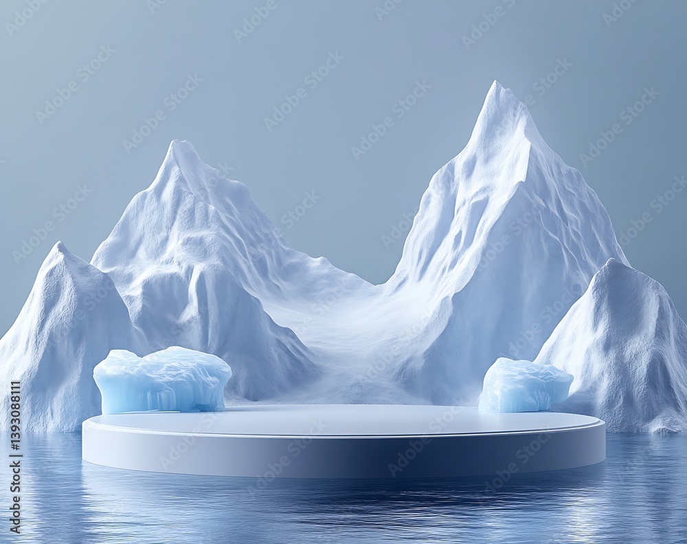 Leinwandbilder serene ice mountains with a calm reflective water creating a peaceful atmosphere : generative ai
