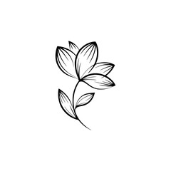 Minimalist Floral Line Art, Black & White Botanical Illustration