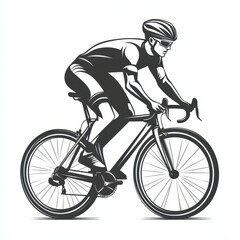 Naklejka premium Bicyclist racing on a road during a sunny day with a dynamic and focused posture