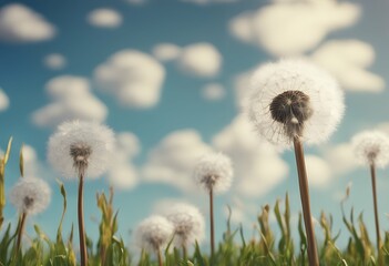 fabric funny flower t children decor print field room wallpaper 3d illustration dandelion clouds paper background sky s close shirts cartoon daisy eye comic closeup cute cloud character fun wildlife