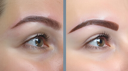 Obraz premium eyebrows before and after correction