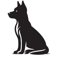 Vector silhouette of a dog, Dog illustration, Dog art, Dog drawing, Pet Animal Silhouette.