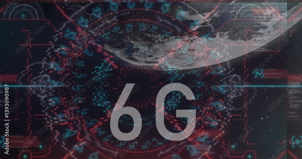 Poster image of scope scanning and 6g text with globe