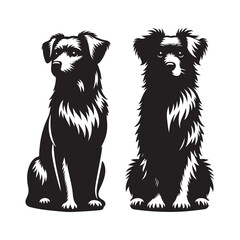 Vector silhouette of a dog, Dog illustration, Dog art, Dog drawing, Pet Animal Silhouette.