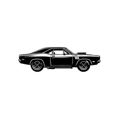Fototapeta premium silhouette muscle car logo vector siluet design stencil 