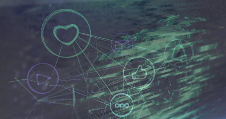 Image of scope scanning with glitch and network of connections
