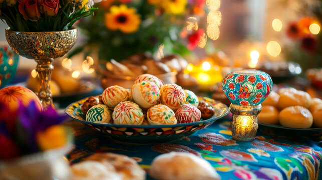 Holiday table on Novruz with sweets