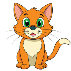 a cartoon cat with green eyes