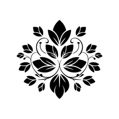 Elegant Black Floral Ornament on White Background