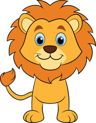Obraz premium Cute Cartoon Lion and Lion Cub with Mane Illustration