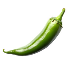 Single Green Chili Pepper Isolated on Black Background,