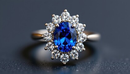 Elegant Sapphire Ring with Diamond Accents in Close-Up Detail