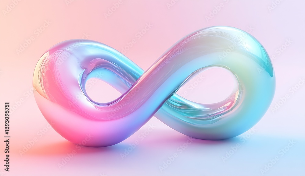 Poster stunning infinity loop sculpture in vibrant pastel colors representing endless possibilities and cre