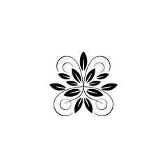 Elegant Black Floral Design on White Background: Minimalist Decorative Motif