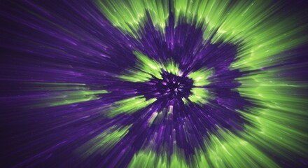 Abstract Purple and Lime Green Tie Dye Swirl Background Psychedelic Radial Design Vibrant Texture