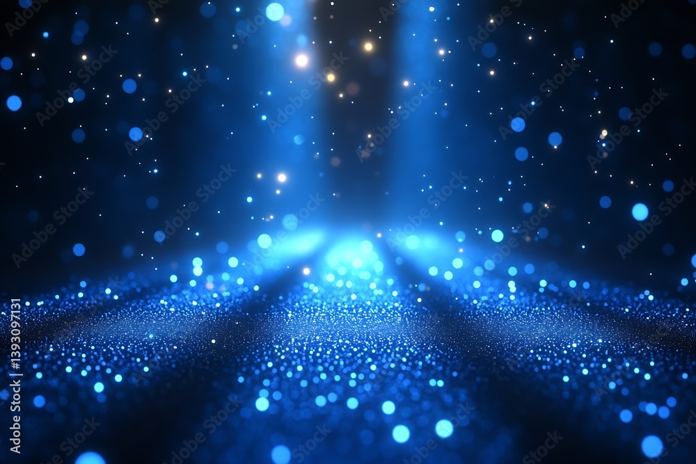 Aufkleber magical blue glitter background with bokeh lights abstract sparkle dust texture for festive events a