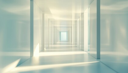 Fototapeta premium Empty White Corridor In Modern Office Building With Entrance Door Business Blur. Blurred Focus On Frame Aluminium Windows Of The Building.