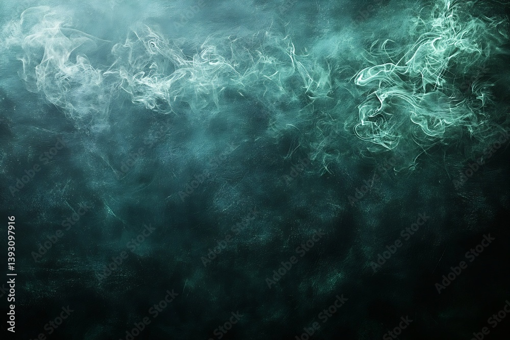 Poster mystical turquoise smoke background texture with dark overlay for product photography and graphic de