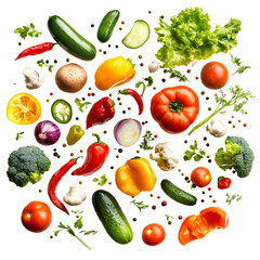 Fresh Vegetables Falling Black Background Healthy Food