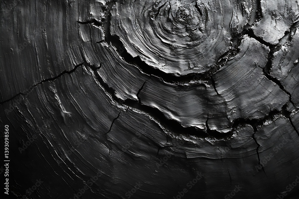Aufkleber abstract black wood texture background dark wooden surface with cracks rings tree trunk detail grung