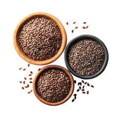 Flax seeds in bowls healthy food nutrition
