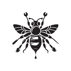 Silhouette vector design of Bee on white background 