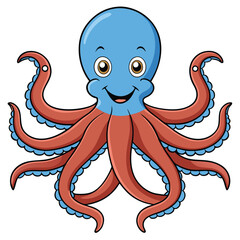 Friendly Octopus: A charming illustration of an octopus with smiling expression, this vibrant artwork would bring playful marine life to any project. 