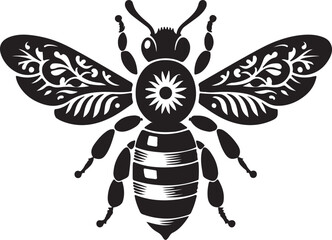 Silhouette vector design of Bee on white background 