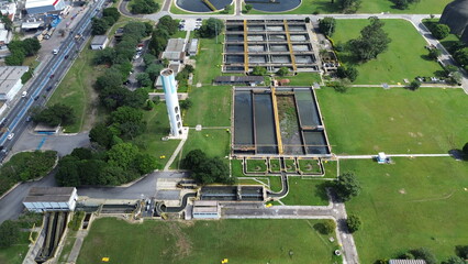 Aerial View of Sewage Treatment Plant in Suzano, Brazil – Sustainable Urban Infrastructure