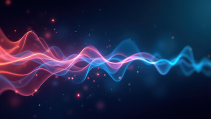 Fototapeta premium VNS - Vagus Nerve Stimulation visual representation with vibrant waves of energy and light particles.