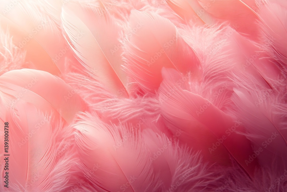 Poster Delicate Pink Feathers Texture Background for Softness Luxury and Elegant Design Projects and Romantic Visuals : Generative AI