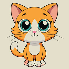 a cartoon cat with green eyes
