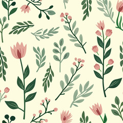 seamless Green floral pattern
