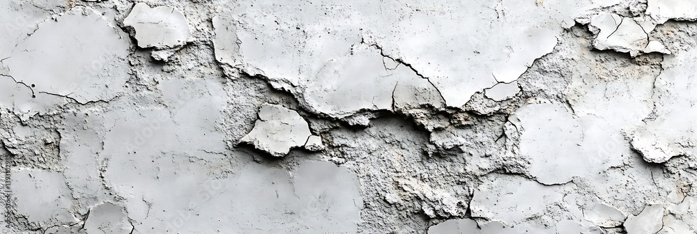 Aufkleber cracked white wall texture background old plaster with rough surface abstract grunge material for in